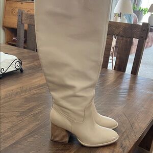 Vince Camuto Cream Heeled Boots